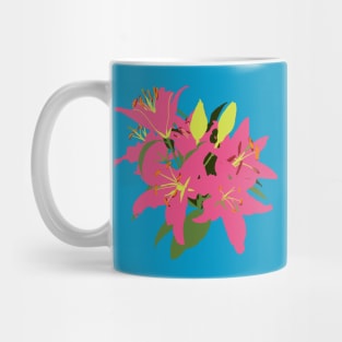 Pink Stargazer Lily Flowers Abstract Painting Mug